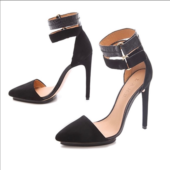 L.A.M.B. Black Suede Oxley Leather Heels Pump - Picture 2 of 10